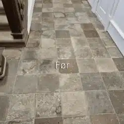 Polering af 400 år gammelt stengulv før